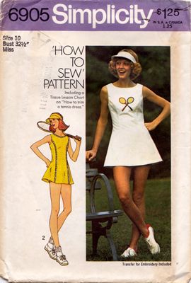 Tennis Halloween Costume, Tennis Dress Pattern, Womens Tennis Dress, 1970 Fashion, Princess Seam Dress, Simplicity Patterns Vintage, 1970s Sewing Patterns, Vintage Tennis, Dress Making Patterns