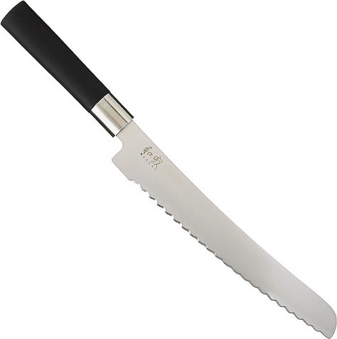 Amazon.com: Kai Wasabi Bread Knife 9”, Wide Serrations are Gentle on Bread, Comfortable Handle Offers Secure Grip in Wet Conditions, Serrated Kitchen Knife: Bread Knives: Home & Kitchen La Forge, Specialty Knives, Cutlery Sets, Bread Knife, Sharpeners, Kitchen Knife, Loaf Bread, Kitchen Knives, Japanese Traditional