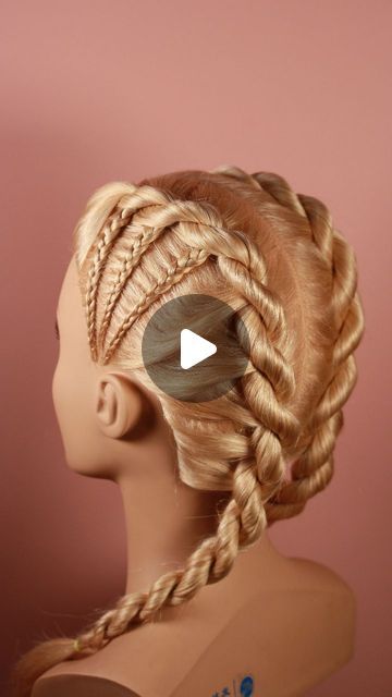 Viking Hair Tutorial Easy, Braids How To Do Step By Step, Fun Hair Designs, Pipe Braid Tutorial, Rope Braids Tutorial, Dolly Braids Tutorial, Rope Braid Bun, Dutch Braid Tutorial Video, Hair Tutorial Braid