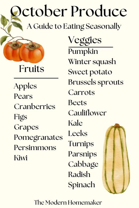 October seasonal produce. Produce in season in October. How to shop in season in October. The importance of shopping in season. Fall produce. Produce In Season, Fall Produce, Seasonal Produce, Seasonal Food, Winter Squash, In Season Produce, Root Vegetables, Parsnips, Apple Crisp