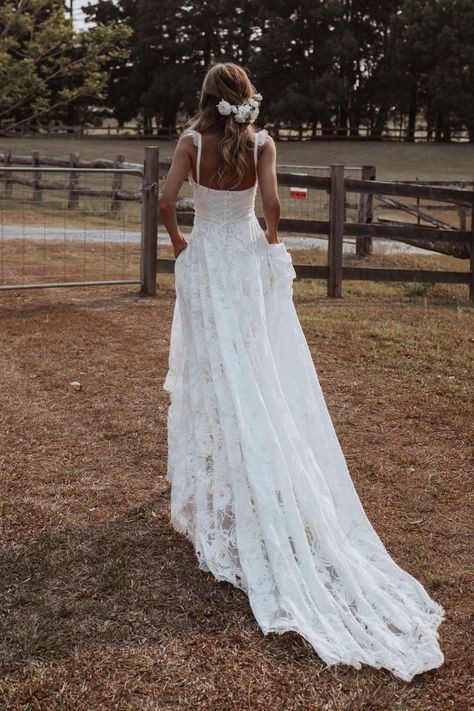 Poppy Gown - Lace Wedding Dress - Grace Loves Lace Country Wedding Dresses Bridesmaid, Bohemian Bridal, Boho Wedding Dress Lace, Rustic Wedding Dresses, Country Wedding Dresses, Grace Loves Lace, Dream Wedding Ideas Dresses, Rustic Country Wedding, Western Wedding