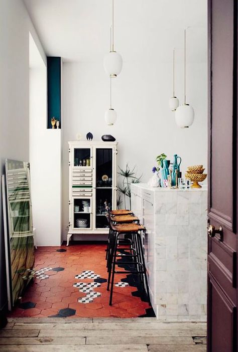 Deco Terracotta, Beautiful Tile Floor, Beautiful Tile, Boho Interior, A Kitchen, My Dream Home, Kitchen Interior, Interior Spaces, Home Interior