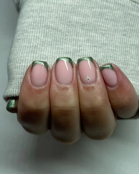 53+ Best Green French Tip Nails Designs [2024] Short French Green Nails, Green French Tips Short, Green French Nail Designs, Olive French Tip Nails, Short Green French Tip, French Tip Nail Designs Short, Green Tip Nails French, Green Gel Nails Short, Green Tip Nails