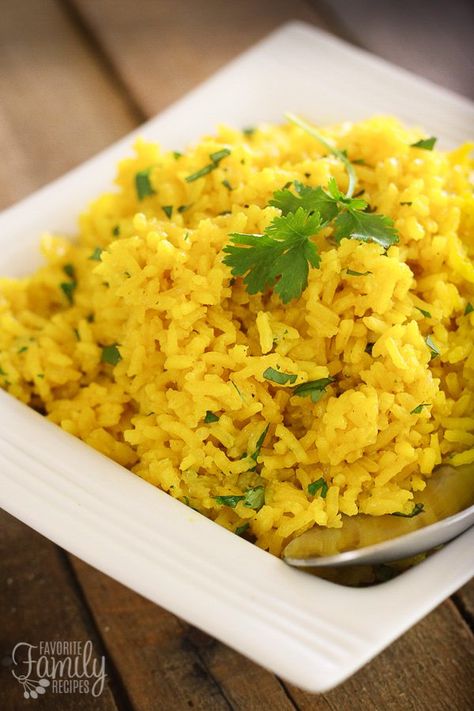 Easy Yellow Rice, Tasty Rice Recipes, Yellow Jasmine, Yellow Rice Recipes, Rice Cooker Recipes, Rice Side, Indian Rice, Budget Bytes, Rice Side Dishes