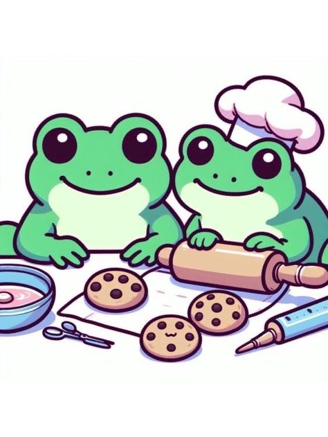 Friends Drawing Ideas, Frogs Drawing, Frog Drawing Ideas, Father's Day Drawings, Baking Drawing, Frog Friends, Friends Drawing, Frog Drawing, Animal Doodles