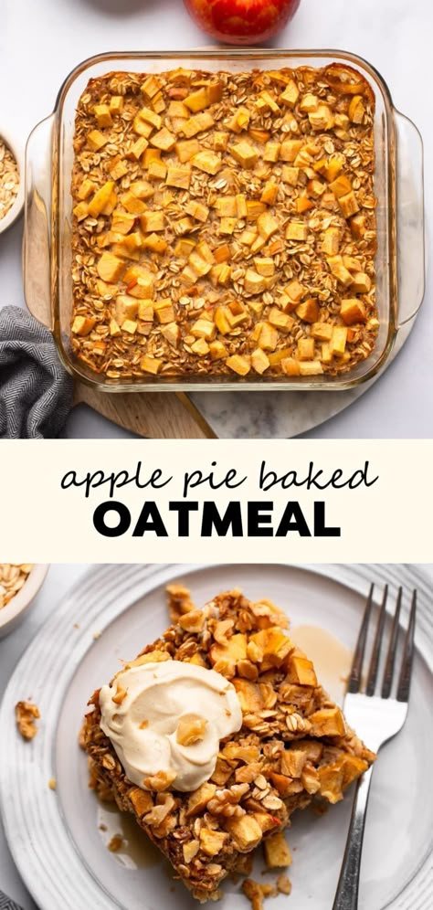 Apple Baked Oatmeal No Egg Oatmeal Bake, Oatmeal Baked Apples, Apple Quinoa Breakfast Bake, Apple Cinnamon Baked Oatmeal Healthy, Baked Apple Oatmeal Cups, Baked Quick Oats, Clean Baked Oatmeal, 1 Bowl Baked Oatmeal, Apple Pie Oatmeal Crockpot