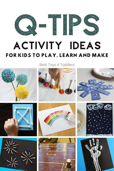 Q-tips activity ideas for sensory play, learning, art, crafts and more with one of the most inexpensive items we all have at home! #qtips #cottonbuds #sensoryplay #earlylearning #handsonplay #toddleractivities #playideas Q Tips Crafts For Kids, Qtip Crafts For Kids, Q Tip Crafts, Qtip Crafts, Qtip Art, Qtip Painting Ideas, Q Tip Art, Activity Ideas For Kids, Q Tips