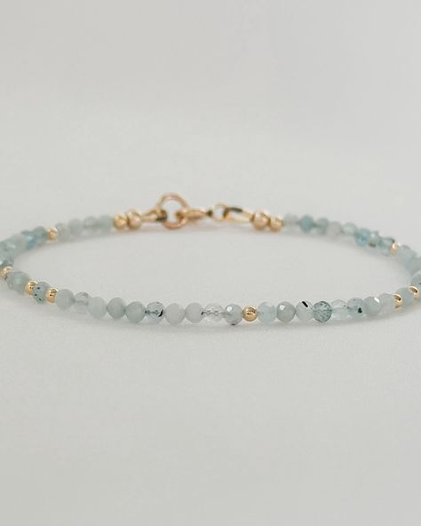 Dainty Aquamarine Gemstone Bead Bracelet @michelleljewelry Etsy, Instagram , Pinterest Pearl Bead Bracelet, Wrist Game, Gemstone Beaded Bracelets, Aquamarine Gemstone, Elegant Accessories, Stunning Jewellery, Gemstone Bracelets, Perfect Gift For Her, Bead Bracelet