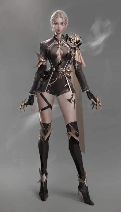 ArtStation - Devil Moon, Son YuMin Warrior Outfit, 캐릭터 드로잉, Warrior Girl, Fantasy Warrior, 영감을 주는 캐릭터, Female Character Design, Digital Art Girl, Beautiful Fantasy Art, Character Outfits