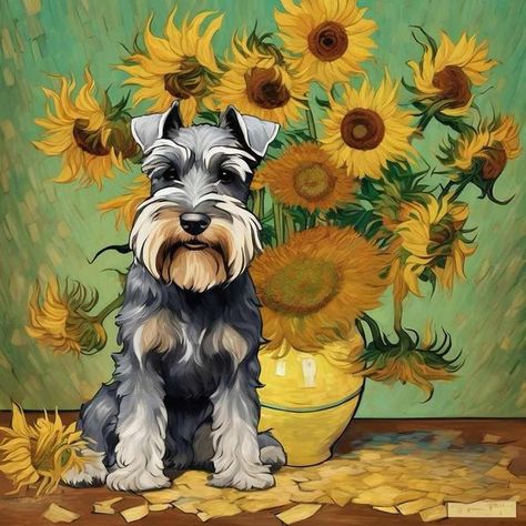 Schnauzer Art, Mini Schnauzer, Tole Painting, Love Gif, Fall Wallpaper, Harry Potter Memes, Dog Art, Animal Paintings, I Love Dogs