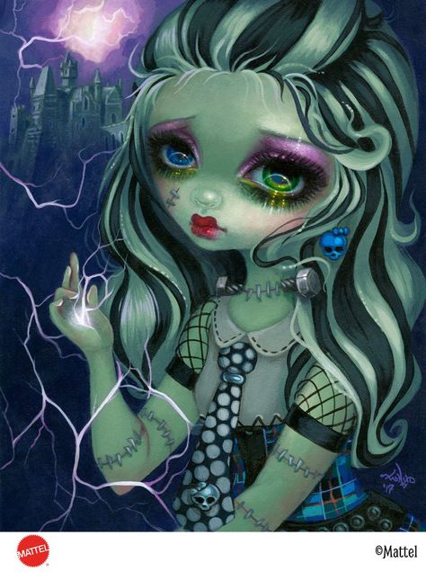 Monster High: Frankie Stein Monster High Frankie Stein, Monster High Frankie, Jasmine Becket Griffith, Frankie Stein, Painting Cross Stitch, Big Eyes Art, Gothic Fantasy Art, Gothic Fairy, Diamond Embroidery