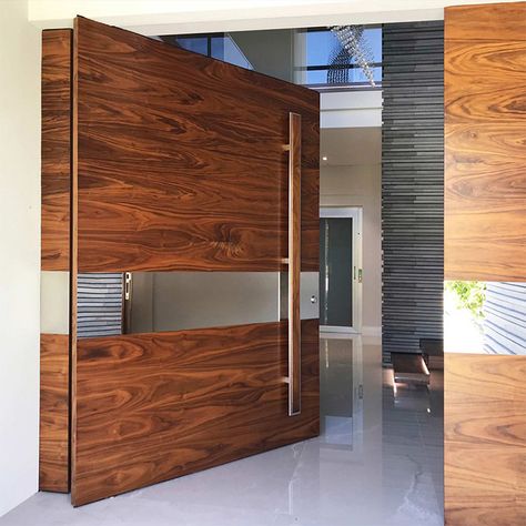 Hs-pid3 Modern Luxury Interior Big Panel Solid Wood Front Entry Large Pivot Door System - Buy Pivot Door,Pivot Door Entry,Pivot Door System Product on Alibaba.com Modern Entrance Door, Modern Doors, Modern Luxury Interior, Pivot Door, Big Doors, Modern Entrance, Driveway Gates, Entrance Door Design, Door Design Modern