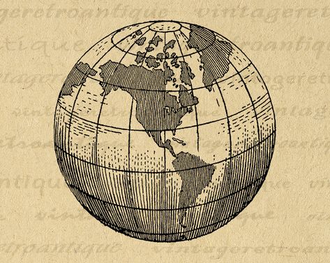 Earth Globe World Map Digital Image Graphic Planet Download Printable Antique Clip Art  #Printable #Digital #Image #Art #VintageRetroAntique #Clipart #Download #Vintage #Antique #Artwork #Illustration Globe Clipart, Globe Image, Globe Tattoos, Earth Tattoo, Earth Drawings, Image Graphic, Earth Globe, Antique Illustration, Vintage Drawing