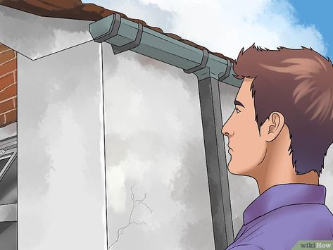 3 Ways to Install Gutters - wikiHow Gutter Colors, Box Gutter, Leaking Basement, Diy Gutters, Gutters And Downspouts, Soil Erosion, Rental Ideas, Copper Gutters, Fascia Board