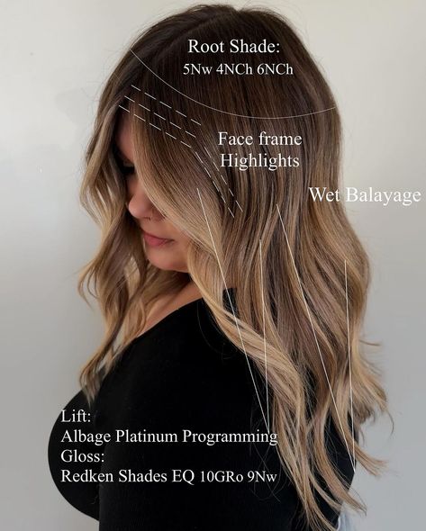 Perfect for the Brunettes & Brondes Baddies in your chair 💃🏼💁🏻‍♀️ . Here’s the breakdown ✖️ Faceframe highlights: first foil is weaved NO … | Instagram Faceframe Highlights Brunette, Brunette Foils, Sunkissed Balayage Brunettes, Faceframe Highlights, Wet Balayage, Face Frame Highlights, Hair 2025, Lived In Color, Soft Balayage