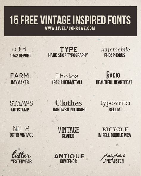 If you love free fonts, then you'll want to check out these 15 free vintage inspired fonts! Who doesn't love a vintage font? livelaughrowe.com Vintage Font Pairing, Free Vintage Fonts, Farm Font, Farm Fonts, Calligraphy Strokes, Practice Calligraphy, Apple Ideas, Font Love, Alfabet Font