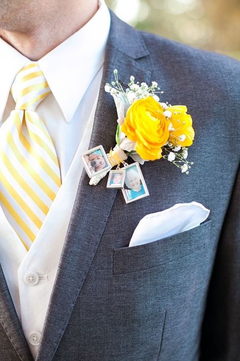 Memorial boutonnière charms Headband Wedding Hairstyles, Flower Arrangements Simple Vase, Yellow Bridesmaid, Calla Lily Flowers, Head Table Wedding, Simple Bride, Yellow Bridesmaid Dresses, Heirloom Wedding, Yellow Bridesmaids