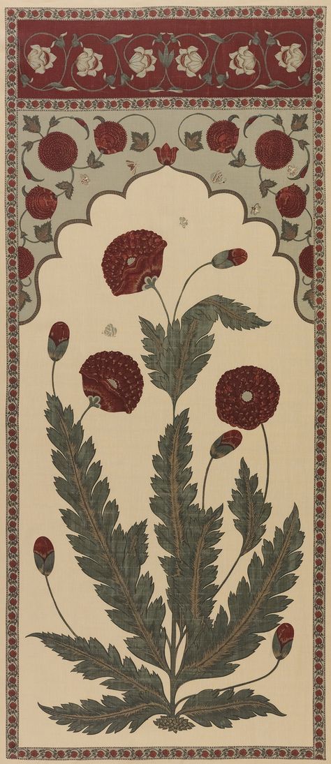 Mughal Art Paintings, Block Printed Textiles, Mughal Paintings, Print Design Art, Digital Borders Design, Islamic Paintings, Indian Folk Art, Flower Art Images, Red Interior