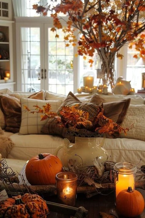 Cozy Fall Ambiance, Autumn Bookshelf Decor, Cozy Fall Home Decor, Fall Ambiance, Autumn Board, Autumn Favorites, Autumn Things, Fall Room Decor, Fall Fireplace