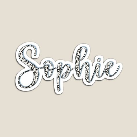 Dalmatian pattern Sophie name Dalmatian sticker, custom name sticker for Sophie Sophie Name Art, Sophie Name, Sophia Name, Dalmatian Pattern, Pregnancy Scrapbook, Stickers Design, School Shirt Designs, Flyer Mockup, Name Wallpaper