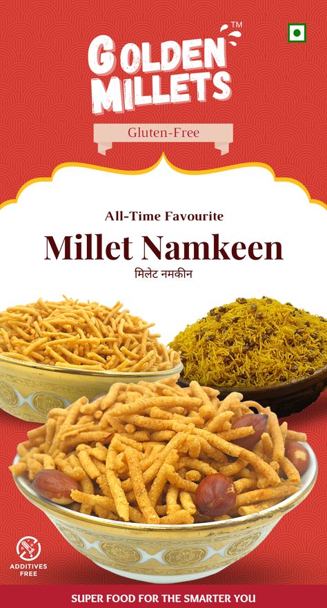 If you are looking for a healthy and delicious snack option, Golden Millets' millet cookies and millet namkeen are a great choice. Millet Cookies, Food Sticker, Snack Options, Food Stickers, Salt Dough, Millet, Yummy Snacks, Superfoods, All About Time