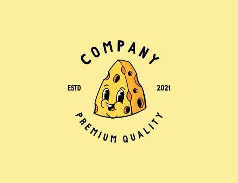 Retro vintage cheese character logo temp... | Premium Vector #Freepik #vector #logo Nachos Logo Design, Cheese Character Design, Retro Coffee Logo, Retro Food Logo, Cheese Logo Design, Cheese Character, Minimalist Character Design, Cheese Logo, Cheese Cartoon