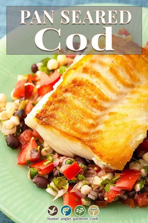 Seared Cod, Seared Fish Recipes, Seared Cod Fish Recipes, Cod Recipes Pan Seared, Pan Seared Fish, Pan Seared Cod Recipes, Best Way To Cook Cod Fillets, Pan Seared Fish Recipes, Pan Fry Cod Fish Recipes