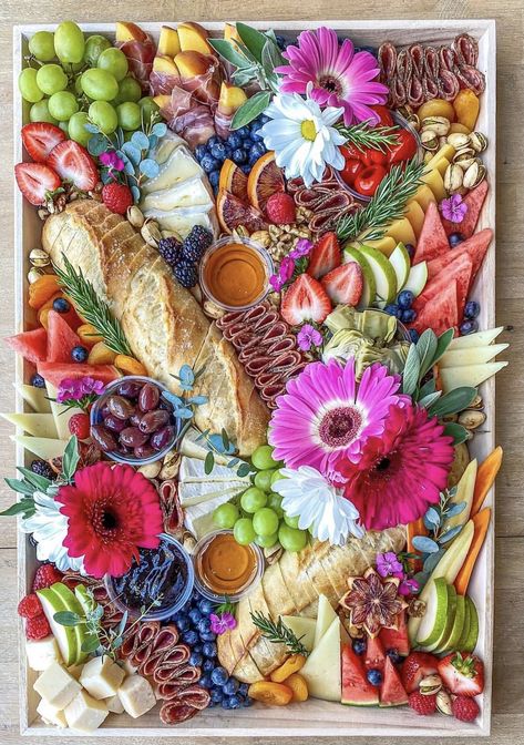 Fairy Garden Charcuterie Board, Fairy Themed Charcuterie Board, Garden Party Charcuterie Board, Garden Theme Charcuterie Board, Two Groovy Charcuterie Board, Peace Sign Charcuterie Board, Colorful Charcuterie Board, Charcuterie Board Ideas Flowers, Floral Cheese Board