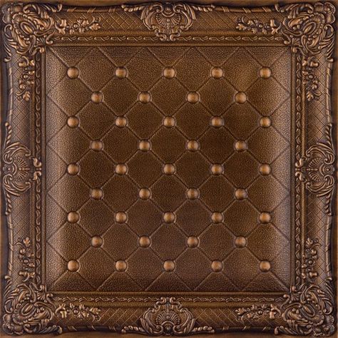 This is wallpaper DCT LRT03 Faux Leather Ceiling Tile - Vintage Gold wallpaper Vintage Gold Wallpaper, Leather Ceiling, Faux Walls, Decorative Ceiling Tile, Wallpaper Ceiling, Gold Ceiling, Tin Ceiling Tiles, Leather Wall, Tile Wallpaper