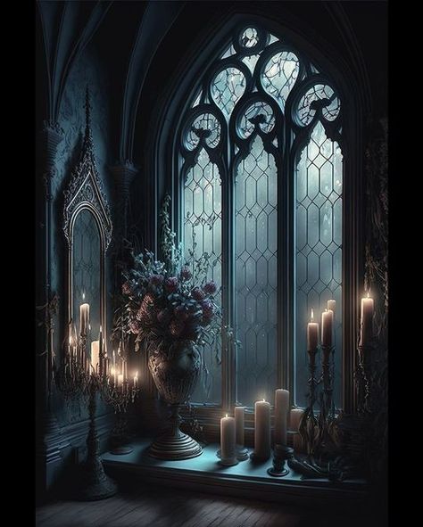 Treasures 🥀 Dark University, Gothic Castle Interior, Gothic Mansion, Gothic Interior, Gothic Artwork, Gothic Bedroom, Gothic Windows, Dark Castle, Gothic Castle