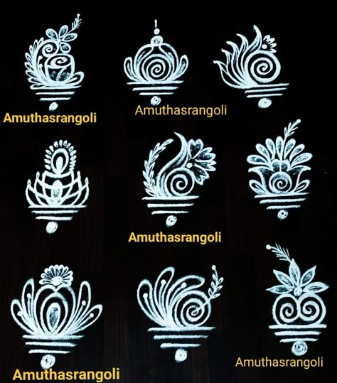 Simple Rangoli Designs Border, Rangoli Designs Border, Side Border Design, Mini Rangoli, Chalk Rangoli, Sankranti Muggulu, Deepam Rangoli, Small Muggulu, Border Kolam