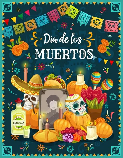 Sugar skulls on Mexican Day of the Dead altar Day Of The Dead Altar, Dead Images, Mexican Celebrations, Mexican Day Of The Dead, Skull Wreath, Mexican Sugar Skull, Pumpkin Vector, Día De Muertos, Harry Styles Wallpaper