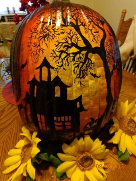 Bee Painted Pumpkins, Bee Pumpkin, Witches Brew Pumpkin Painting, Impressive Pumpkin Painting, Celestial Painted Pumpkins, Painted Warty Pumpkins, Fall Pumpkins Painting, Pumkin Decoration, Fall Gourds