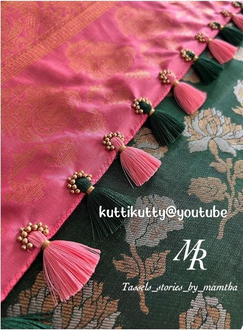 Saree Pallu Kuchulu Designs, Saree Tussel Design Latest, Long Tassels For Saree Pallu Latest, Saree Kunjam Designs, Saree Palav Latkan, Saree Resa New, Kuchulu For Pattu Sarees Bridal, Kucchu Designs Saree Simple, Saree Kutch Designs Latest