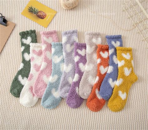 Fuzzy Socks Gift, Velvet Socks, Fleece Socks, Heart Prints, Heart Socks, Socks Gift, Ankle Socks Women, Women Crew Socks, Soft Sock