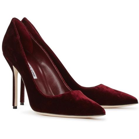 Manolo Blahnik Bb Pump, Red Velvet Heels, Burgundy Pumps, Manolo Blahnik Pumps, Velvet Pumps, Burgundy Shoes, Velvet Heels, Slip On Pumps, Burgundy Velvet