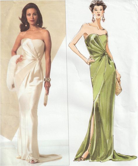 Bellville Sassoon, Evening Gown Pattern, Evening Dress Sewing Patterns, Bias Dress, Strapless Wedding Gown, Strapless Evening Gowns, Dress Train, Vogue Wedding, Vogue Dress