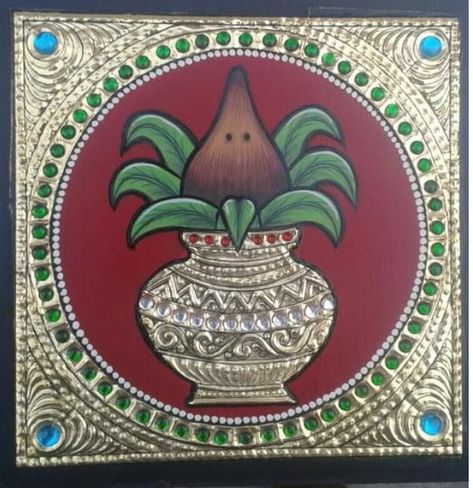 Jaipur Painting, Painting Blouses, Blouse Painting, Thanjavur Painting, Tanjore Art, Mysore Painting, Hindu Symbols, Indian Traditional Paintings, Pooja Decoration