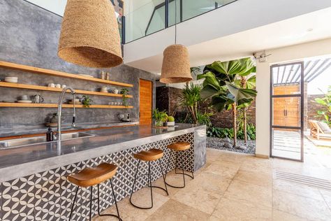 Our Villa — The Starling Villa Bali Bali Kitchen Ideas, Bali Interior Design Tropical Style, Bali Villa Kitchen, Bali Style Kitchen, Bali Kitchen Design, Villa Bali Design, Modern Tropical Kitchen, Bali Living Room, Bali Bedroom