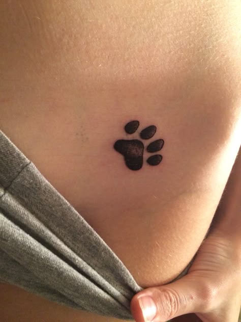 Freshly done paw print on left hip, very happy Paw Print Tattoo On Hip, Paw Print Neck Tattoo, Dog Print Tattoos, Vegetarian Tattoo, Dachshund Tattoos, Tattoo On Hip, Happiness Tattoo, Dog Print Tattoo, Pawprint Tattoo