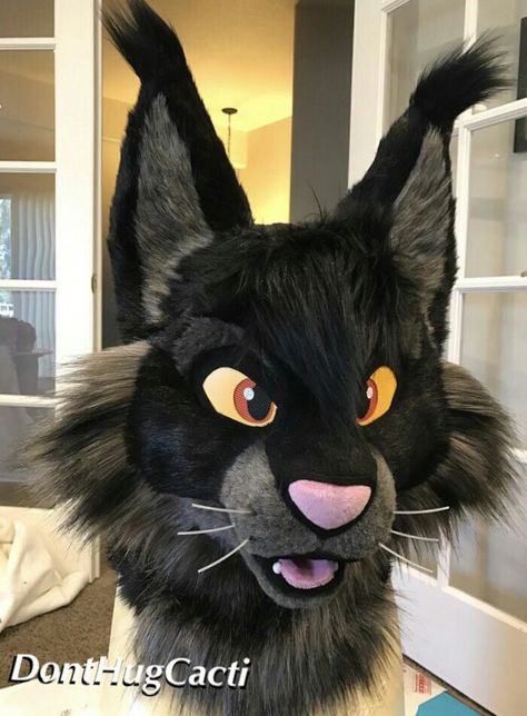 By DontHugCacti Black Cat Fursuit, Big Cat Fursuit, Cat Fursuit Head, Cat Fursuit, Fursuit Making, Fursuit Ideas, Fursuit Tutorial, Fur Suits, Fursuit Head