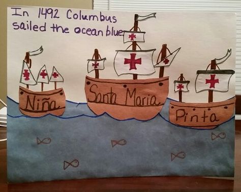 Nina Pinta Santa Maria Craft, Christopher Columbus Projects, Nina Pinta Santa Maria, Anchor Art, Christopher Columbus, Columbus Day, History For Kids, Summer Ideas, Class Projects