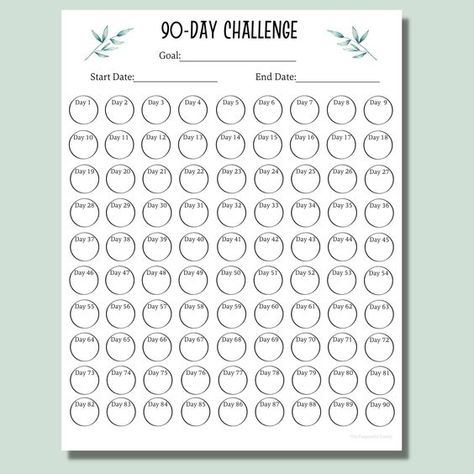 "90-Day Challenge Tracker Printable This tracker will help keep you focused, committed, and encouraged to meet whatever goal you set for yourself! You can challenge yourself to read for 10 minutes, go on a walk, drink 8 glasses of water, or cut back on unnecessary spending for 90 days and see the difference it makes! Having a written down goal and tracker will help visual your progress and increase your chance for success. To use this printable, write down your goal and the date you want to star 90 Day Challenge Tracker, 30 Day Water Challenge, Unnecessary Spending, Challenge Tracker, 90 Day Challenge, Tracker Printable, Habit Tracker, Origami, Encouragement