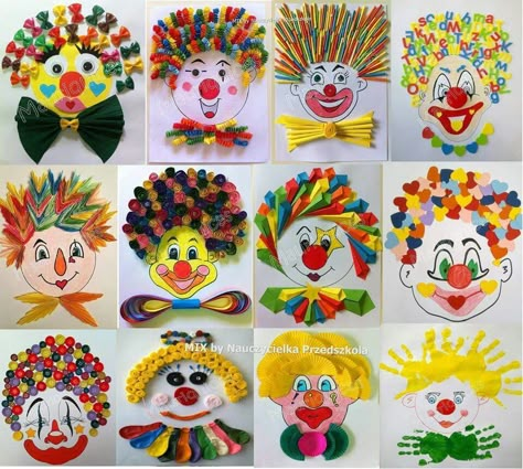 decorer des clowns pour le carnaval Clown Crafts, Theme Carnaval, Carnival Crafts, Circus Crafts, Holiday Painting, Art N Craft, Elementary Art, Crafts For Teens, Childrens Art