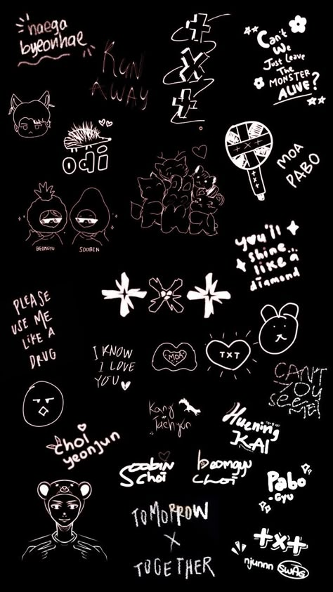 8turn Wallpaper Kpop, Txt Doodle Wallpaper, Kpop Themed Wallpaper, Txt Doodle Art, K Pop Wallpaper Backgrounds, Kpop Wallpaper Homescreen, Txt Doodle, Kpop Backgrounds Aesthetic, Wallpaper Backgrounds Kpop