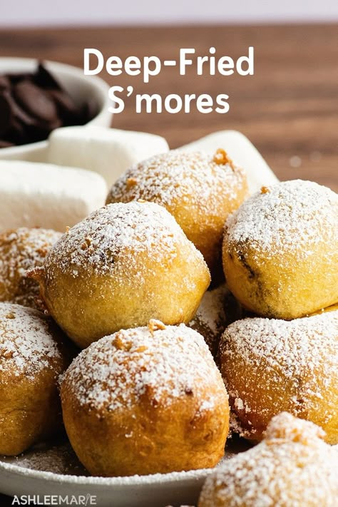 Deep Fried Chips Ahoy, Deep Fried Apple Pie Bites, Foods To Deep Fry, Unique Deep Fried Foods, Fried Smores Recipes, Best Fried Food Recipes, Weird Air Fryer Recipes, Things To Fry Deep Fryer, Deep Fried Recipes Easy