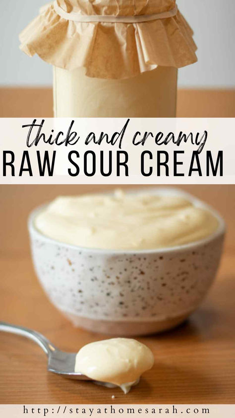 I didn’t realize I could love sour cream until I started making my own delicious homemade sour cream from scratch using raw cream. This Raw Sour Cream recipe is literally one of the easiest things you could make using raw dairy products. It is nutrient dense, full of gentle probiotics and delicious! Sour Cream Recipes Easy, Sour Milk Recipes, Raw Cream, Sour Cream Recipe, Raw Dairy, Make Sour Cream, Homemade Sour Cream, Sour Cream Recipes, Never Go Back