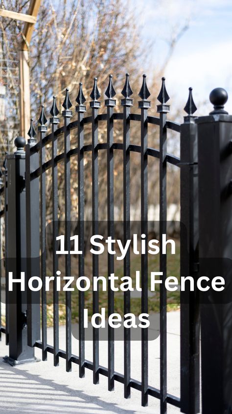 Step up your outdoor design game with our "11 Stylish Horizontal Fence Ideas". These fences are a perfect blend of form and function, offering both security and style. Whether you prefer the industrial chic of metal or the classic warmth of wood, these stylish horizontal fence ideas will inspire your next backyard project. Create a boundary that complements your home’s architecture and adds a touch of modern elegance. Find the perfect fence design to transform your outdoor space. Metal Fencing Ideas Backyards, Steel Fence Design, Horizontal Fence Ideas, Modern Wood Fence, Fence Options, Metal Fence Panels, Garden Diary, Pallet Fence, Horizontal Fence