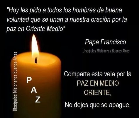 Por la paz del mundo Papa Francisco, Flameless Candle, Candles, La Paz