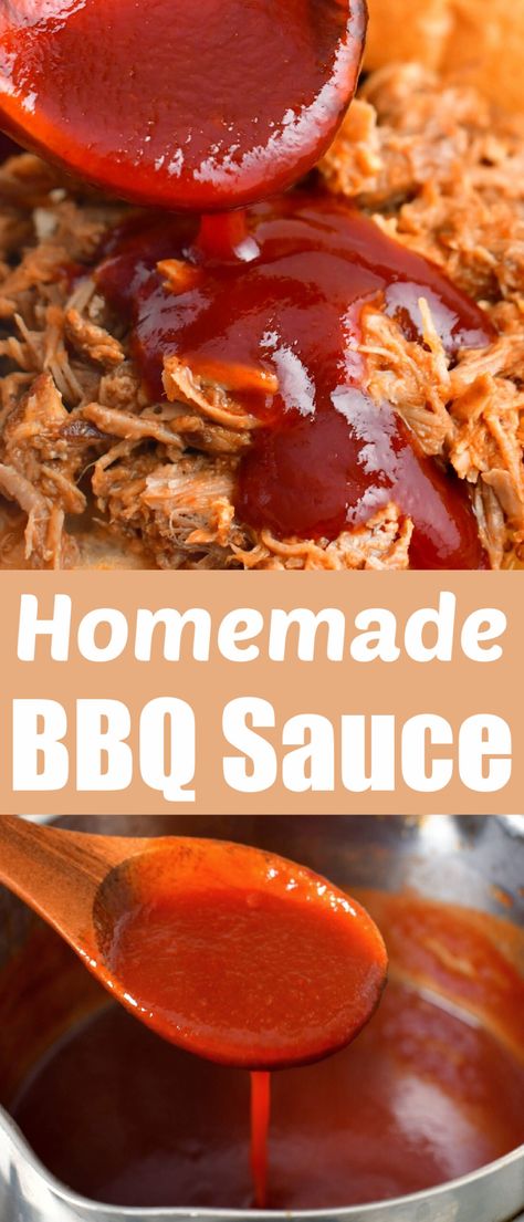 This homemade BBQ Sauce is a perfect combination of sweet, tangy, and spicy. Deep, rich flavor notes come from molasses, dark brown sugar, and bourbon make this sauce incredibly delicious! 3 Ingredient Bbq Sauce, North Carolina Bbq Sauce, Vinegar Based Bbq Sauce, Vinegar Bbq Sauce, Carolina Bbq Sauce, Gluten Free Bbq, Homemade Bbq Sauce Recipe, Tangy Bbq Sauce, Barbecue Sauce Recipes